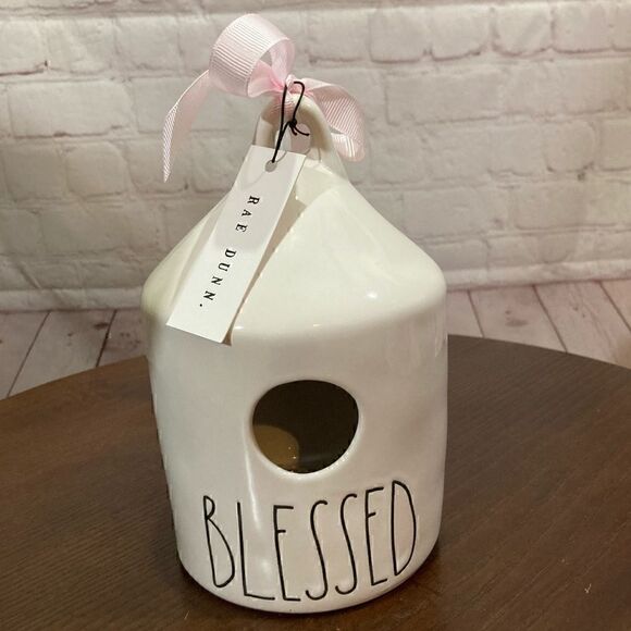 RAE DUNN COLLECTIBLE ceramic birdhouse “Blessed”